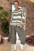 Made in Italy Big Softie Stripe Shortie Knit Soft Khaki